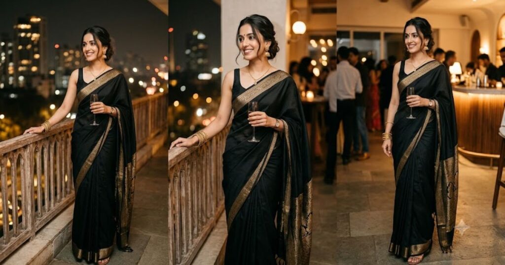Classy Black Saree Captions